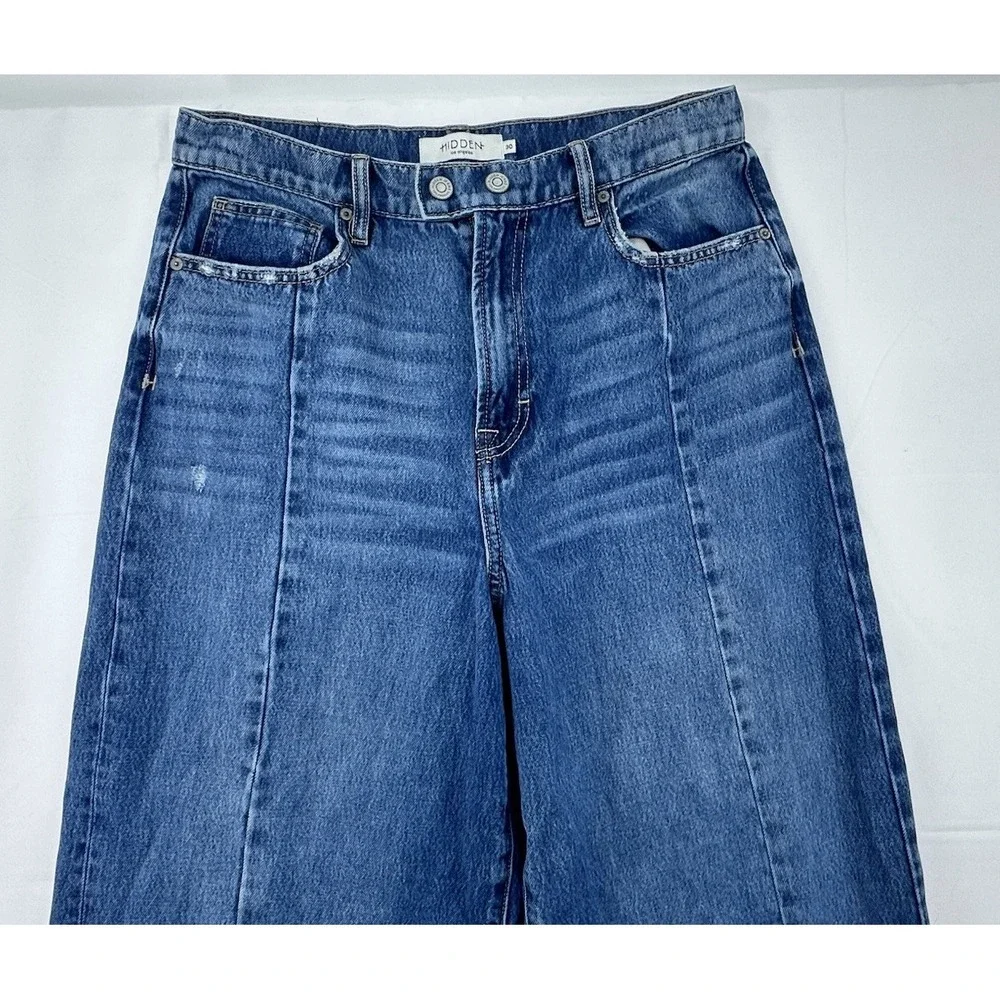 Women's HIDDEN Los Angeles‎ Wide Leg Jeans Denim Blue 30 Grunge Y2K 32 Inseam